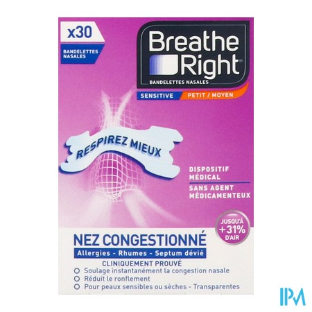 vignette BREATHE RIGHT BAND NASAL SENSI X30