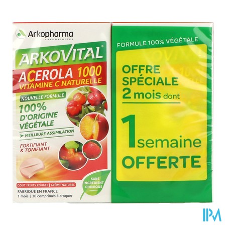 produit ARKOVITAL ACEROL 1000 CPR CROQ30X2