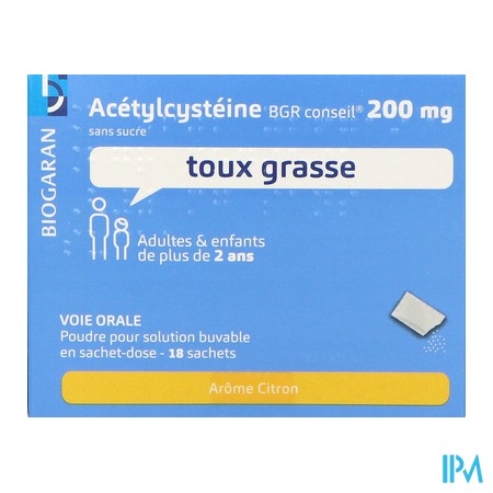 produit ACETYLCYSTEINE 200MG BGR C SACH18