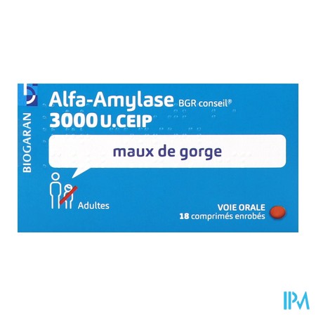 produit ALFA-AMYLASE 3000U BGR CON CPR 18