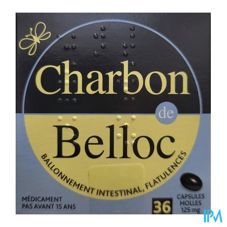 vignette CHARBON DE BELLOC 125MG MET CAPS36