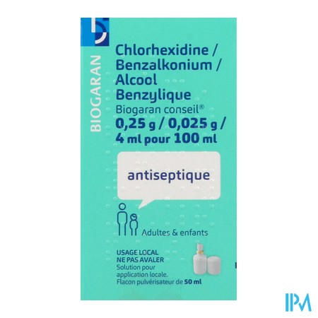 produit CHLORHEX/BENZ/ALCOOL BGR CONS 50ML