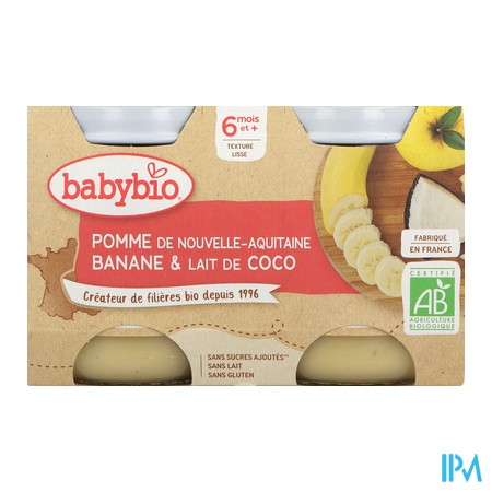 vignette BABYBIO PF POMME BAN COCO 2X130G