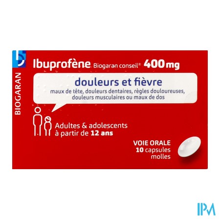 vignette IBUPROFENE 400MG BGR CONS CAPS 10