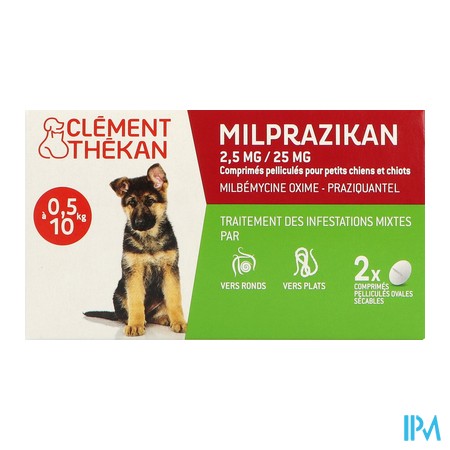 vignette CL TK MILPRAZIKAN 2,5MG/25MG CHIOT CPR2