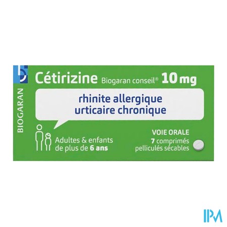 produit CETIRIZINE 10MG BIOG CONS CPR SEC7