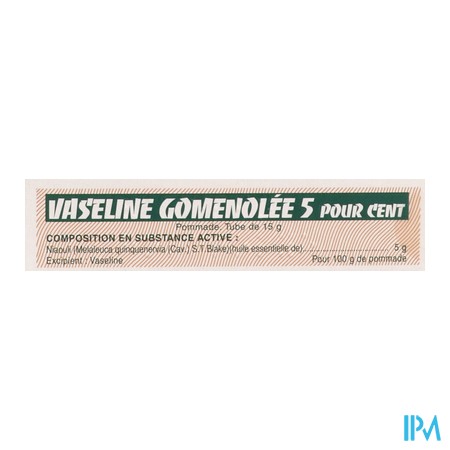 produit VASELINE GOMENOLEE 5% TUB 15G