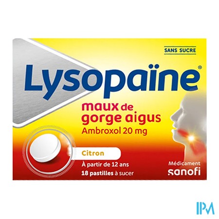 vignette LYSOPAINE CITRON 20MG S/S PAST 18