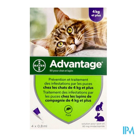 vignette ADVANTAGE 80 CHAT+LAPIN 4KG ET +