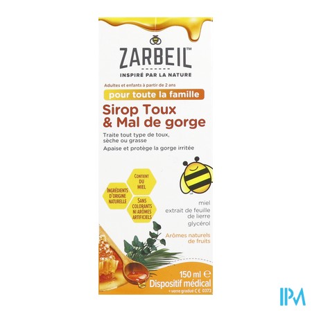 produit ZARBEIL SIROP POUR LA TOUX 150ML