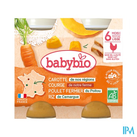 vignette BABYBIO MENU LEG/POULET/RIZ 2X200G