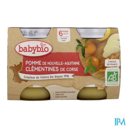 vignette BABYBIO PF POMME CLEMENTINE 2X130G