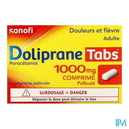vignette DOLIPRANETABS 1000MG CPR BT8 PET
