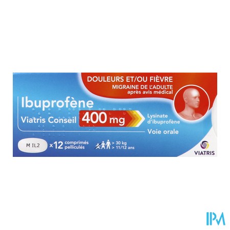 produit IBUPROFENE MYL 400MG CPR BT12
