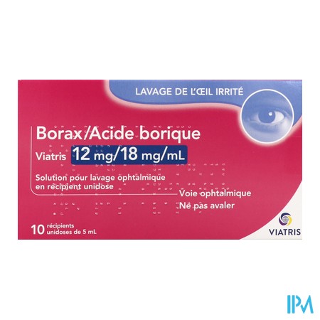 produit BORAX/BORIQ.VIA12/18MG 5ML 10
