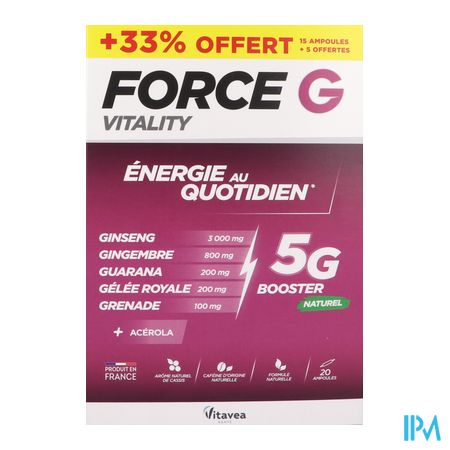 produit VITAVEA FORCE G VITALITY NATUREL 20 AMP