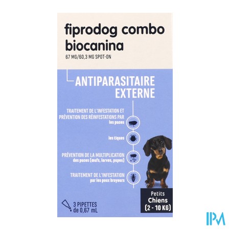 vignette BIOCANINA FIPRODOG COMBO PETIT CHIEN 3PIP