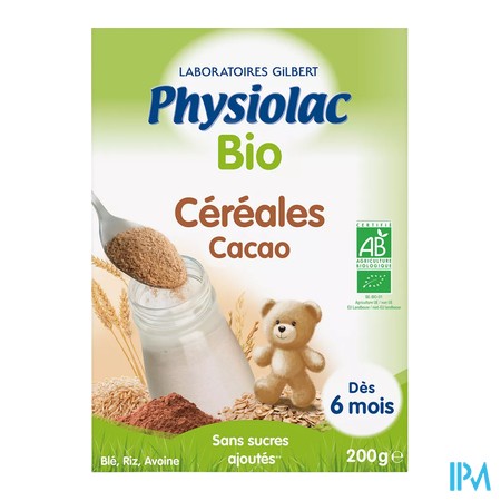 produit PHYSIOLAC CEREALES CACAO 200G CERTBIO