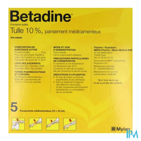 vignette BETADINE 10% TULLE PANSEMENT 5