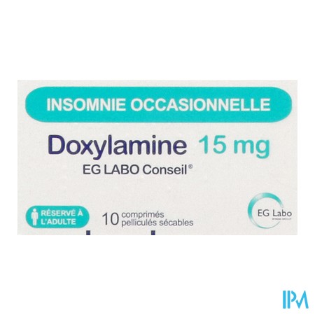 vignette DOXYLAMINE 15MG EG CPR SEC 10