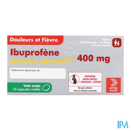 vignette IBUPROFENE AWC 400MG CAPS BT10