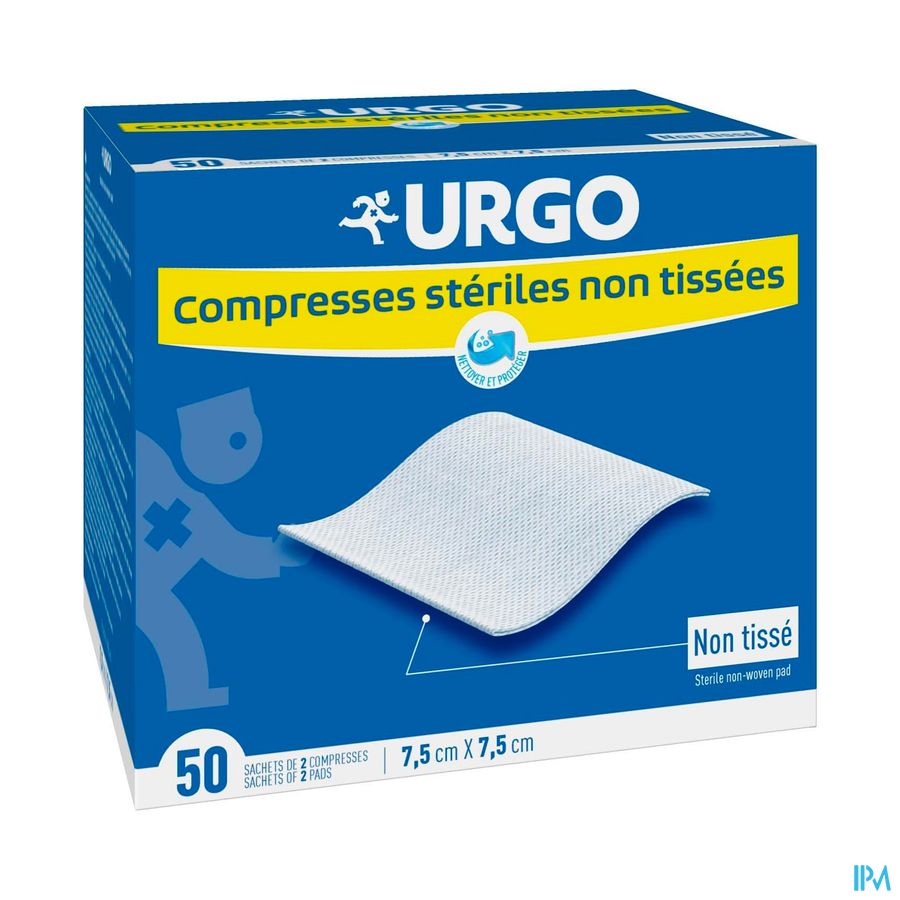 vignette Urgo Compresse Non Tissee 7cm5 X 7cm5 Sachet 2 50