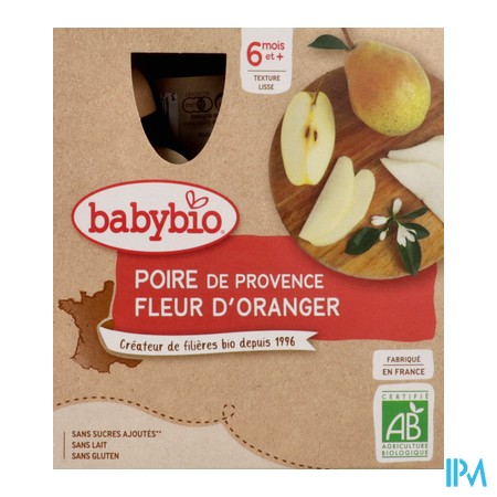 vignette BABYBIO MES FRUITS POIR/FL ORANGER 4*90G