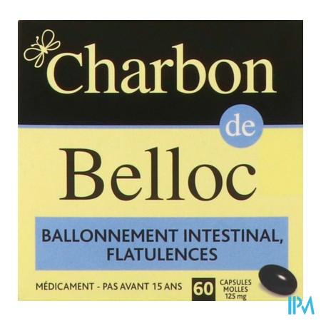 vignette CHARBON DE BELLOC 125MG CAPS 60