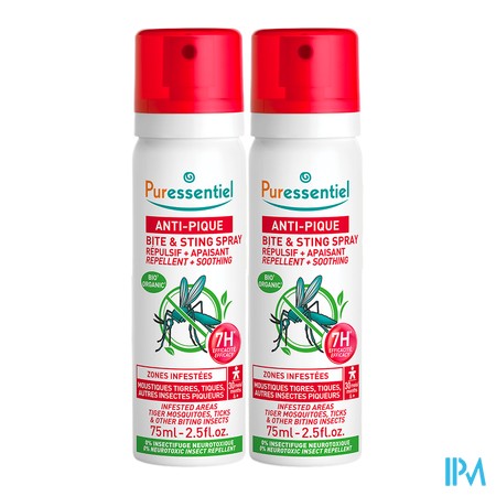vignette PURESSENTIEL A/PIQUE SPRAY 75ML X2