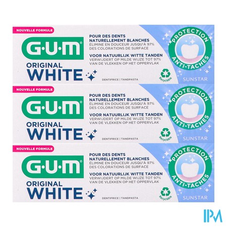 vignette GUM DENT ORIGINAL WHITE 3X75ML