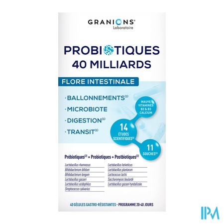 produit GRANIONS PROBIOTIQ FLORE INTEST GELU40