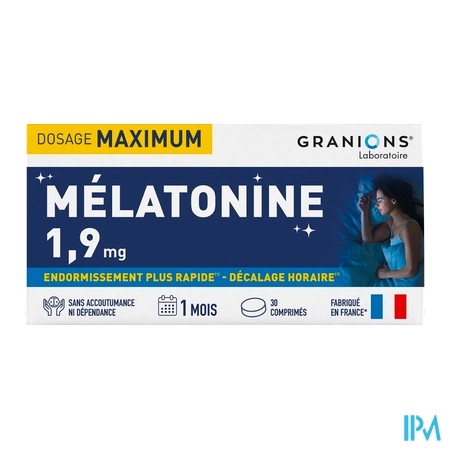 vignette GRANIONS MELATONINE 1,9MG CPR 30