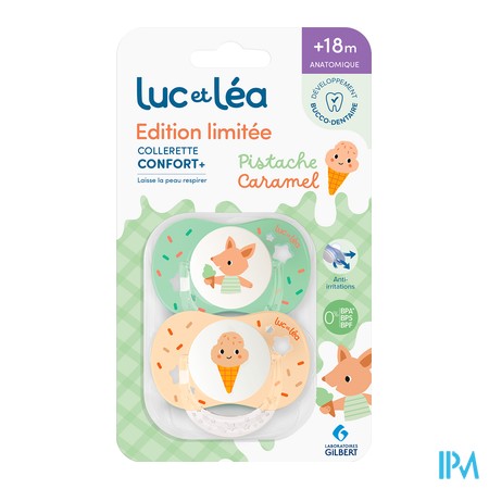 produit LUC&LEA SUCET ANAT CARAMEL-PISTA L18+18M