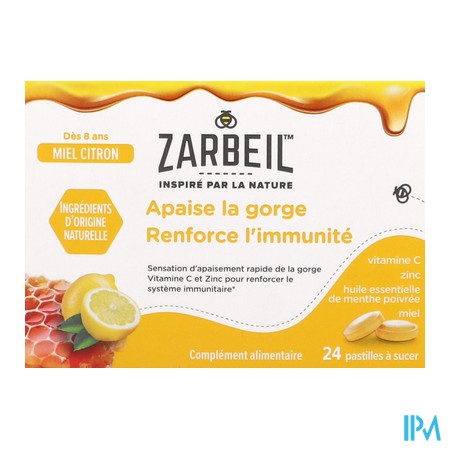 produit ZARBEIL GORGE ET IMMUNITE MIEL-CITRON 24