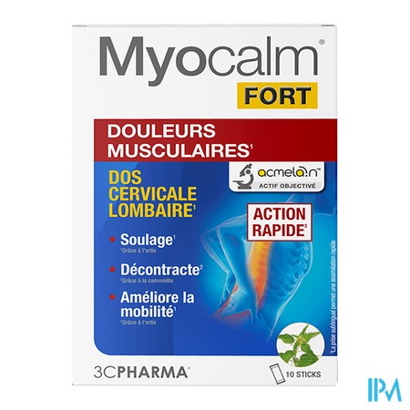 vignette 3C PHARMA MYOCALM FORT STICKS 10