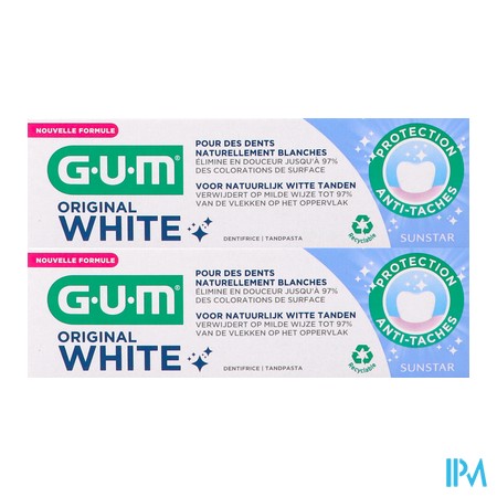 vignette GUM DENT ORIGINAL WHITE 2X75ML