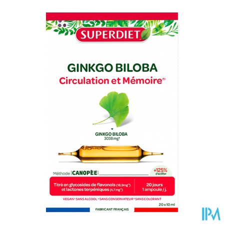 produit SUPERDIET GINKGO BILOBA 20X10ML