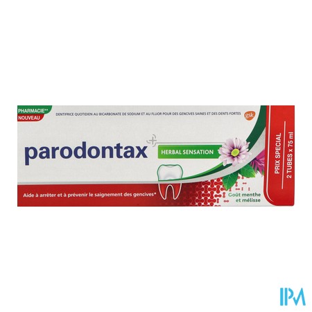vignette PARODONTAX DENT HERBAL SENS75ML X2