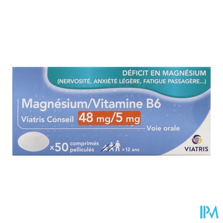 produit MAGNESIUM/B6 48MG/5MG MYLAN CPR 50
