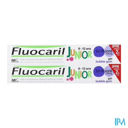 vignette FLUOCARIL JUNIOR GEL BUBBLE 2X75ML