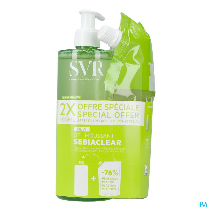 vignette SVR SEBIACLEAR DUO GEL MOUSS 400ML+RECH