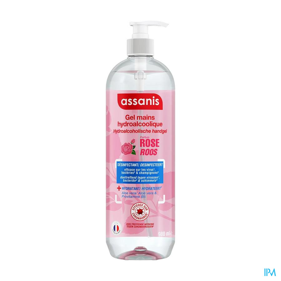 produit ASSANIS GEL HYDROALCOOLIQUE 980ML ROSE