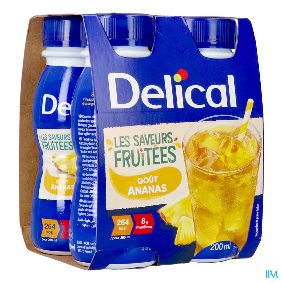 vignette Delical Boisson Fruitee Ananas 4x200ml