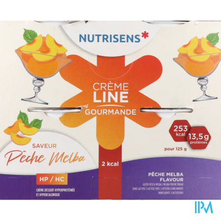 vignette Nutrisens Cremeline Gourmande 2kcal Peche Melba 125g X4