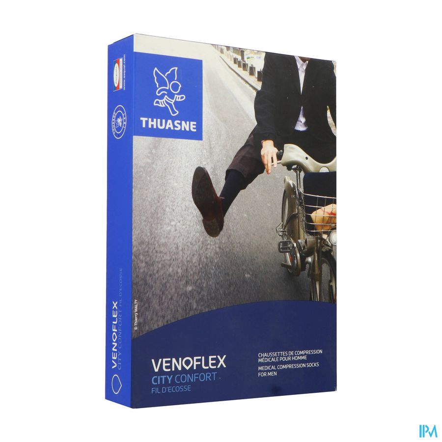 vignette Venoflex2 City Homme Confort Fil Ecosse Chaussette Noir Long T1