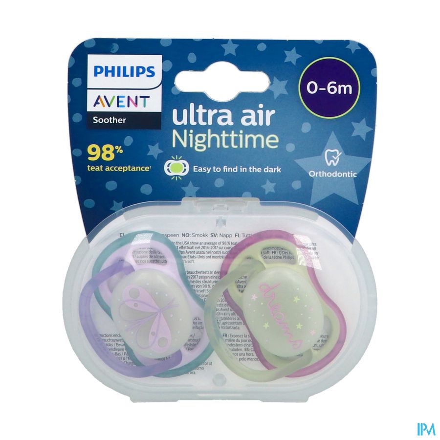 produit AVENT SUCET NUIT ULTRA AIR 0-6M MIXTE