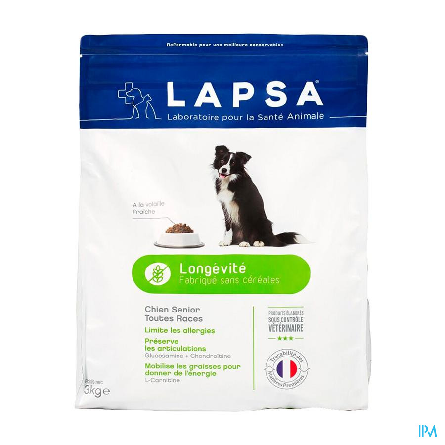 vignette LAPSA CHIEN SENIOR LONGEV TTES RACES 3KG