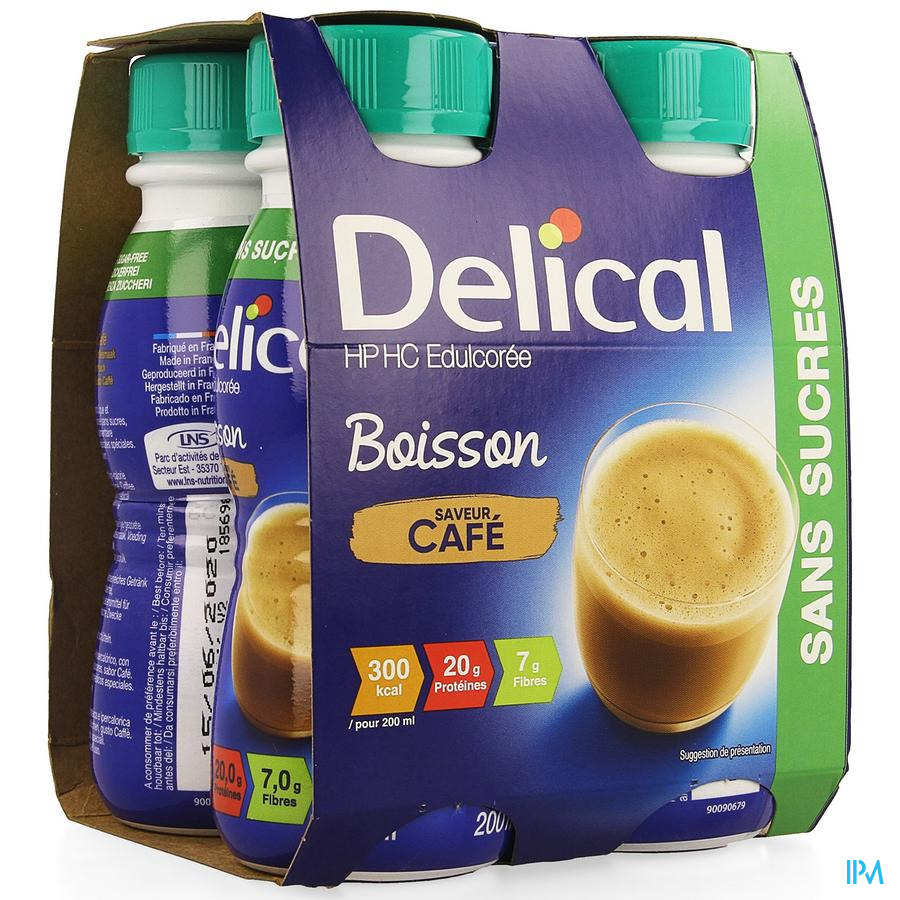 vignette Delical Boisson Hp-hc S/sucre Cafe 4x200ml