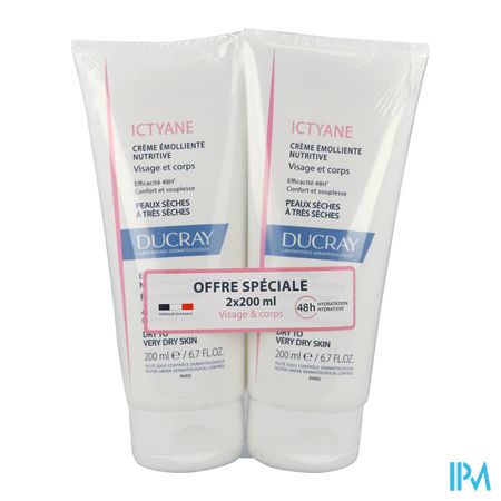 vignette Ducray Ictyane Creme Emolliente Nutritive 200ml X2