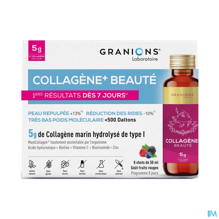 produit Granions Collagene+ Beaute Gout Fruits Rouges Shot 50ml X8